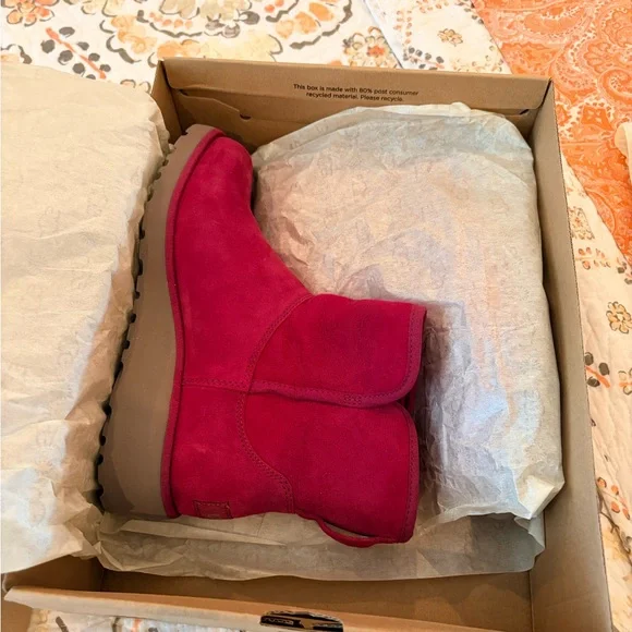 UGG TREADLITE KRISTIN FUSHIA Suede Water Resistant Shearling Boots 6.5 NIB - Picture 2 of 10